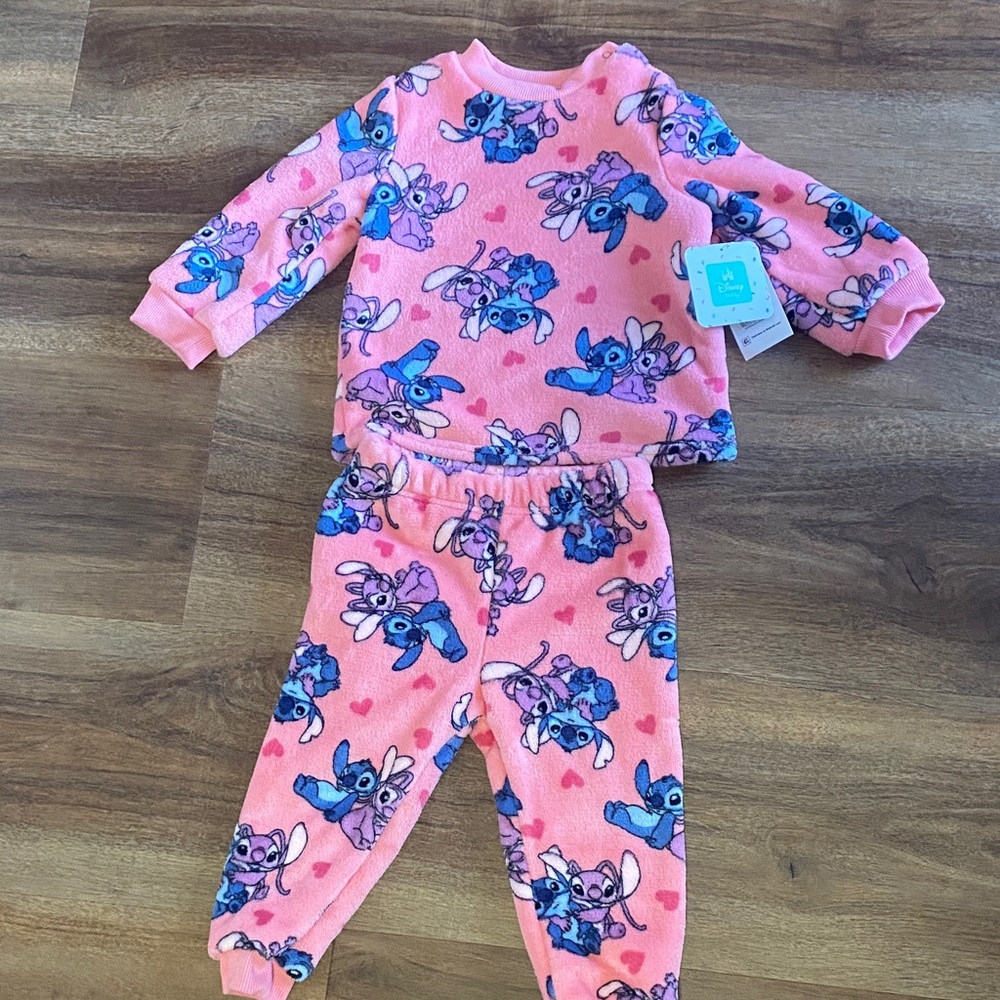 Disney Baby Stitch 2PC Fleece Outfit 18M NWT Pink Lounge Set